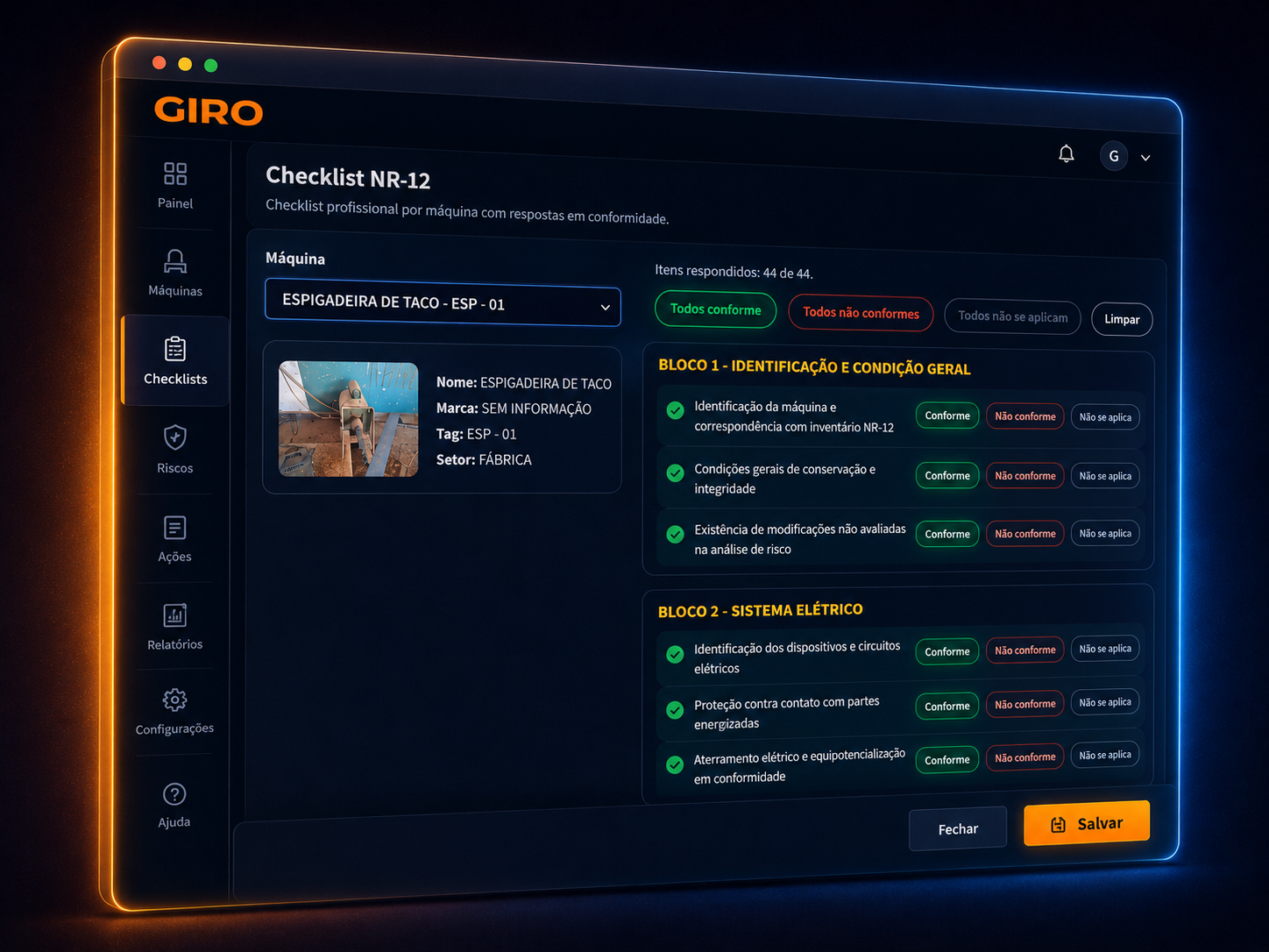 Checklist ligado ao item